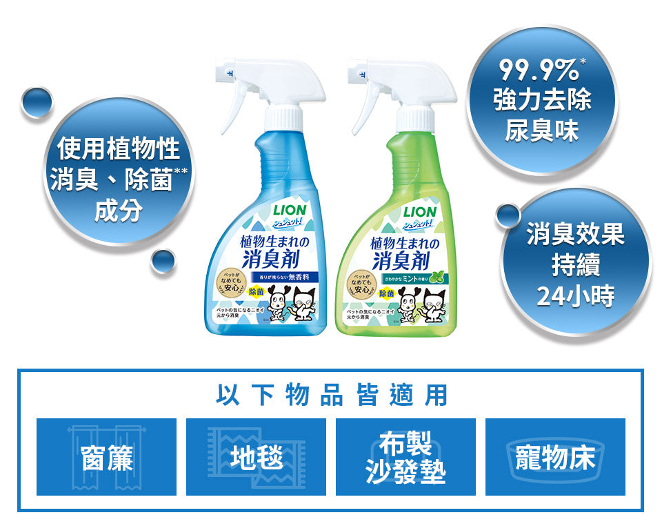 日本獅王 LION PET - 快速除臭 >植物性 薄荷味除臭噴霧 400ml