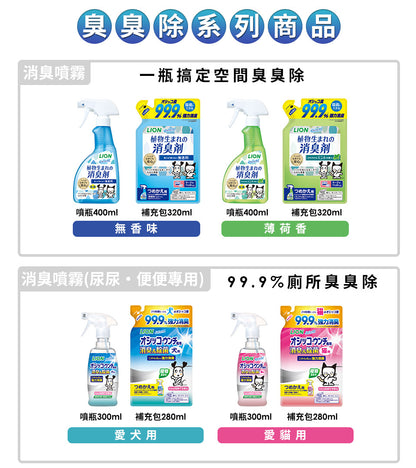 日本獅王 LION PET - 快速除臭 >植物性 薄荷味除臭噴霧 400ml