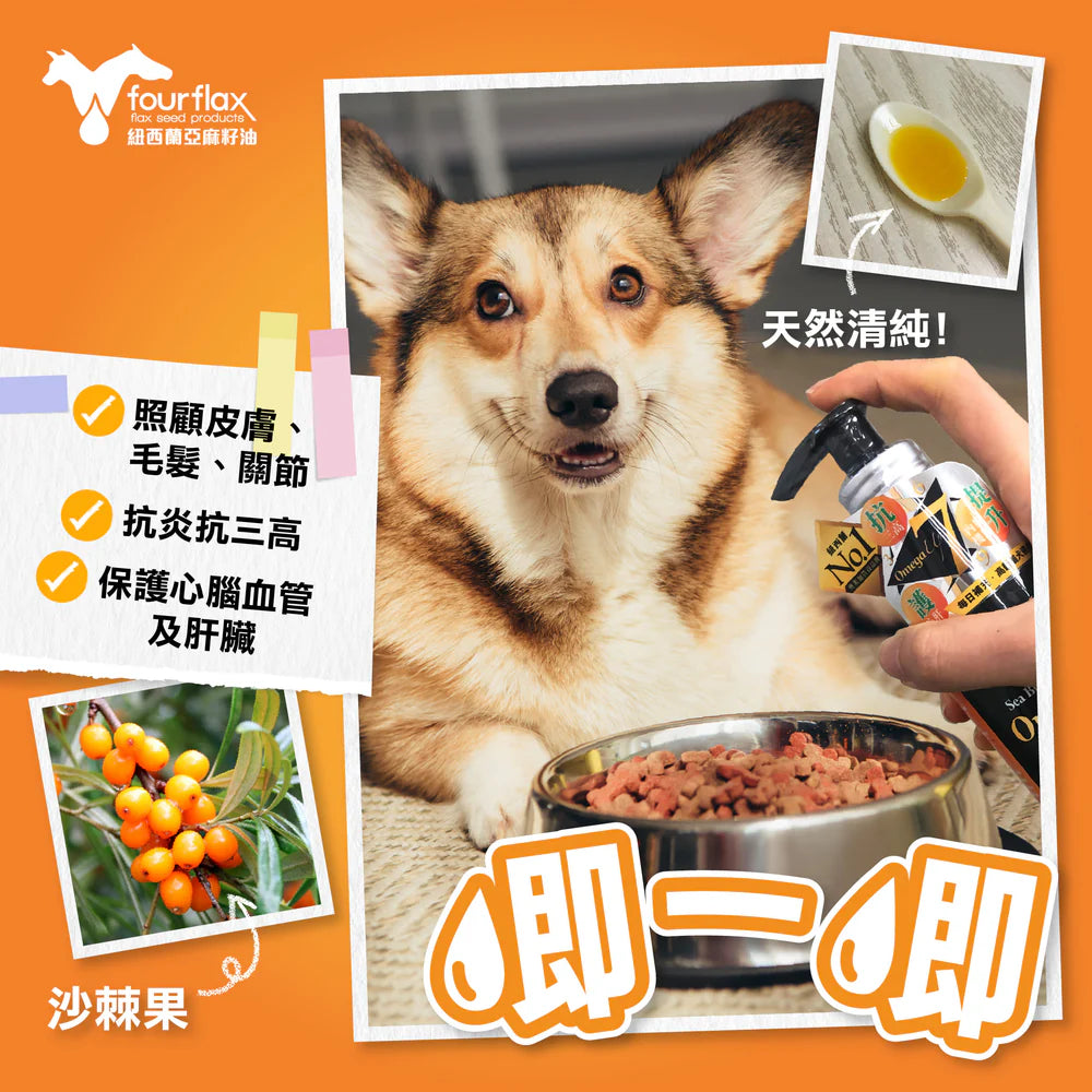 紐西蘭 Fourflax® - Omega UP 亞麻籽油＋沙棘植物果油 (貓狗適用) 500ml