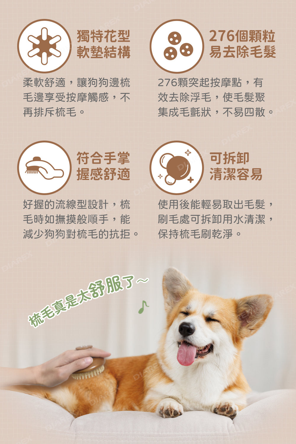 日本獅王 LION PET - 綺麗系列 犬用按摩刷