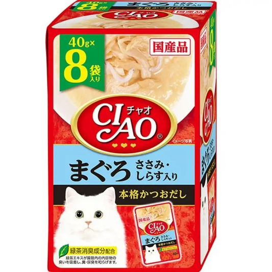CIAO - 貓濕糧 金槍魚雞肉白飯魚 ( 40gx8包 )