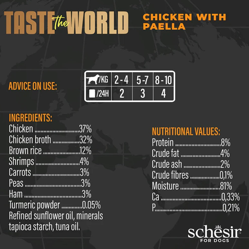 Schesir - Taste The World -雞肉西班牙海鮮飯狗主食罐 ( 150g )