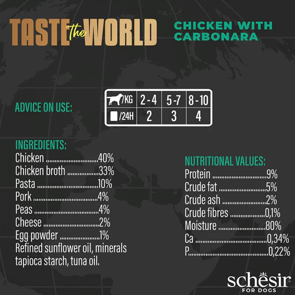 Schesir - Taste The World - 雞肉配意大利麵狗狗主食罐 - 150g