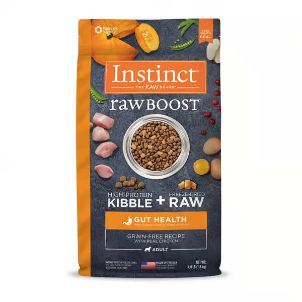 Instinct - rawboost NV 無穀物+凍乾生肉粒系列 (雞肉凍乾腸道健康全犬配方) 3.5lbs / 18lbs (新舊包裝隨機發貨)