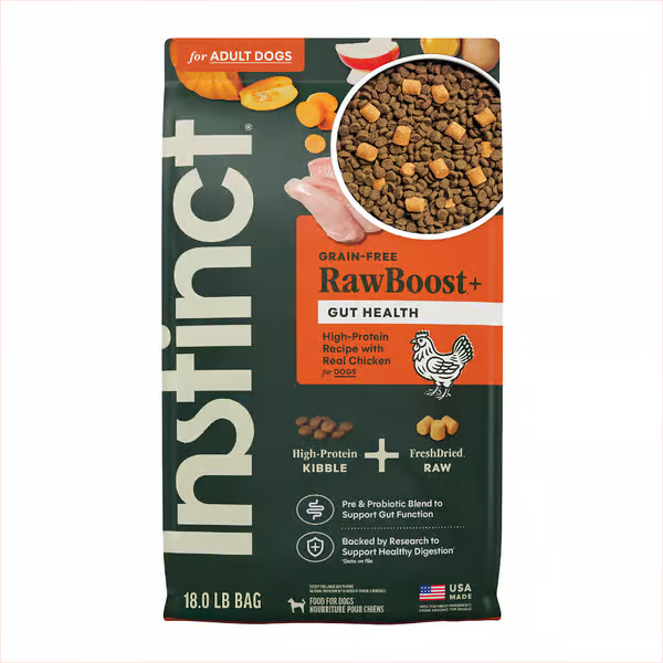 Instinct - rawboost NV 無穀物+凍乾生肉粒系列 (雞肉凍乾腸道健康全犬配方) 3.5lbs / 18lbs (新舊包裝隨機發貨)