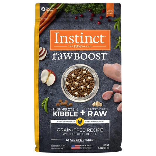 Instinct - rawboost NV 無穀物+凍乾生肉粒系列 (雞肉凍乾全犬配方) 4lbs / 21lbs