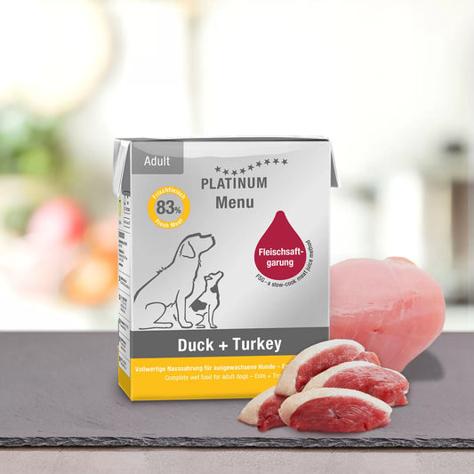 PLATINUM - MENU 鴨肉+火雞濕糧成犬配方 ( 375g )