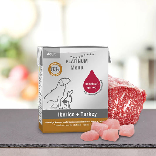 PLATINUM - MENU 西班牙黑毛豬+火雞成犬配方 ( 375g )